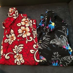 Lot of 2 Tropical Short Sleeve Button Down Shirts size Small.